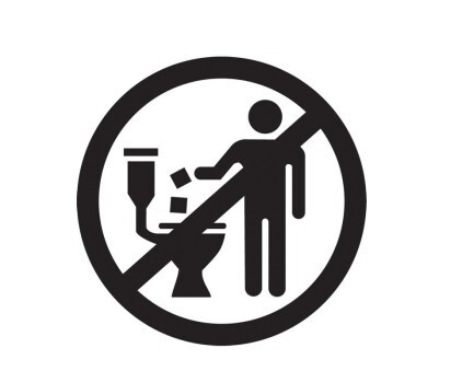 Don't flush objects down the toilet icon